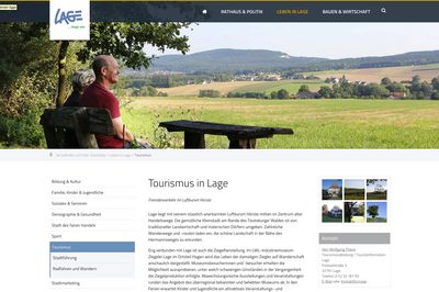 Neue Webseiten der Stadt Lage - Bereich Tourismus
