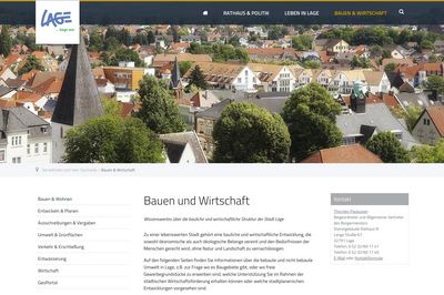 Neue Webseiten der Stadt Lage - Bereich Bauen und Wirtschaft